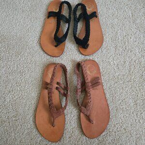 2 Braided leather thong sandals